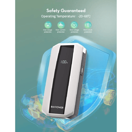 مشغل سيارة وبطارية راف باور بسعة 11000 ملي امبير بقوة 40.7 واط