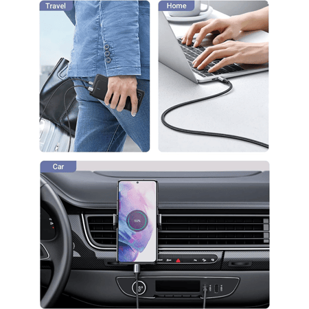 سلك شاحن يوجرين من USB-C إلى USB-C بطول 1 م - أسود