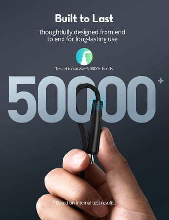 كابل تايب سي الى تايب سي 60 واط نايلون 1.2 متر راف باور أسود