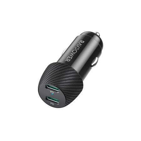 شاحن سيارة راف باور بايونير 50 واط بمنفذين USB-C - اسود