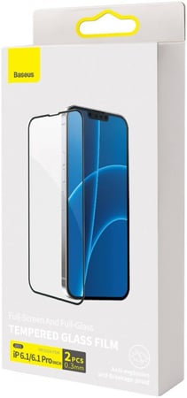 بيسوس - زجاج كامل 0.3 مم (2 قطعة + تركيب) بإطار أسود