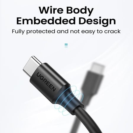 سلك شاحن يوجرين من USB-C إلى USB-C بطول 2 م - أسود