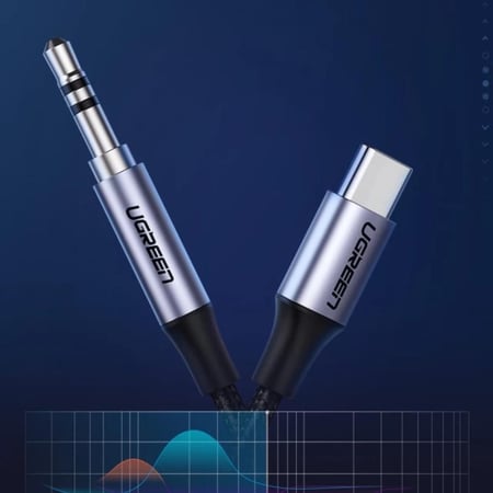 كابل صوت USB-C إلى 3.5 مم M/M من UGREEN، غلاف ألومنيوم، 1 متر