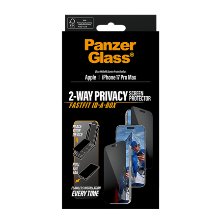 حماية شاشة بانزر جلاس إطار اسود مع أداة تركيب ايفون 17 برو ماكس - شاشة كاملة حفظ الخصوصية