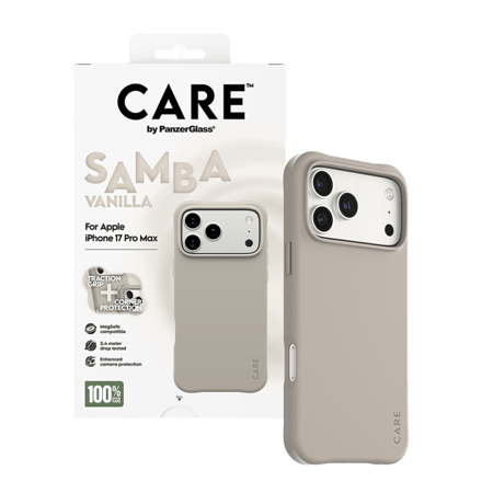 كفر حماية بانزر جلاس CARE فاشيونابل سامبا يدعم MagSafe ايفون 17 برو ماكس - فانيلا