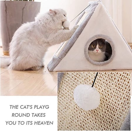 بيت مثلث مع لوح خدش رمادي 50x25x38سم