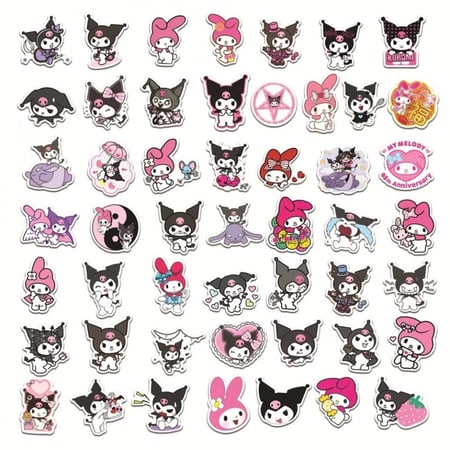 50Pcs Melody and kuromi Stickers | 50 ملصق ميلودي و كورومي