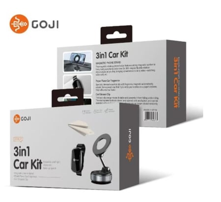 مجموعة السياره 3 في 1 - قاعدة جوال ومشبك للنظارات ومنديل معطر - من GOJI