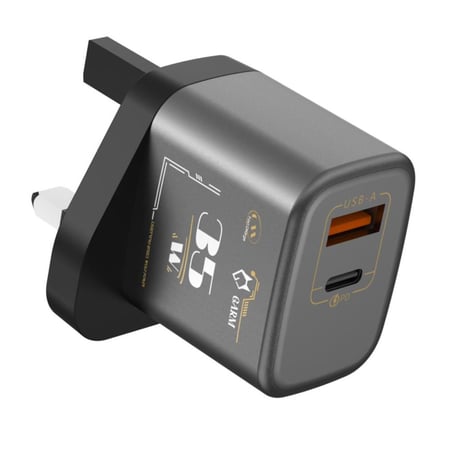 شاحن جداري بقوة 35 واط بتقنية الجان مخرجين بي دي و USB -من قرم