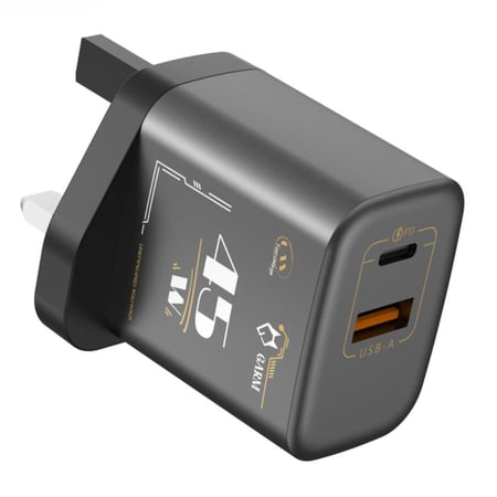 شاحن جداري بقوة 45 واط بتقنية الجان مخرجين بي دي و USB -من قرم