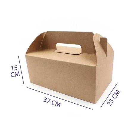 25 كرتون بني/ابيض مع مسكه طول 37 سم عرض 23 سم ارتفاع 15 سم