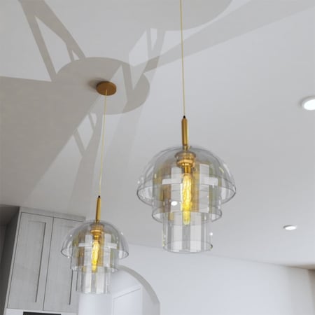 ثريا مودرن زجاج ذهبي 3 طبقات