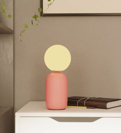 ابجورة طاولة حديد زهري مع كرة مضيئة