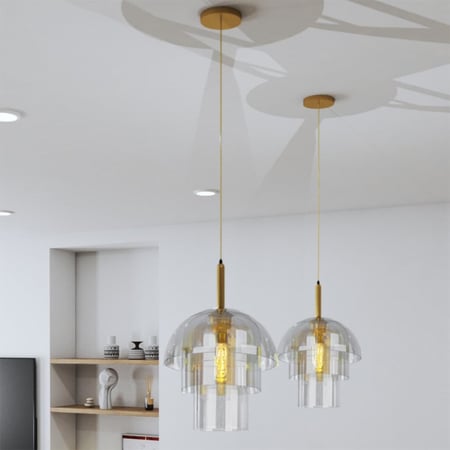 ثريا مودرن زجاج ذهبي 3 طبقات