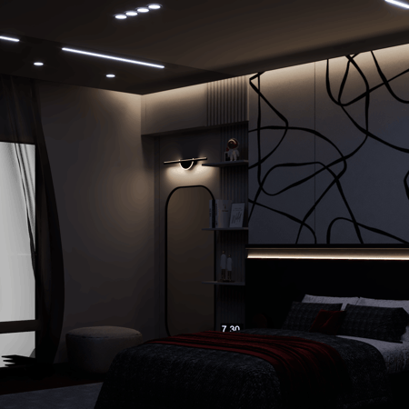 إضاءة جدارية بالبطارية خطية مع نصف دائرة اسود