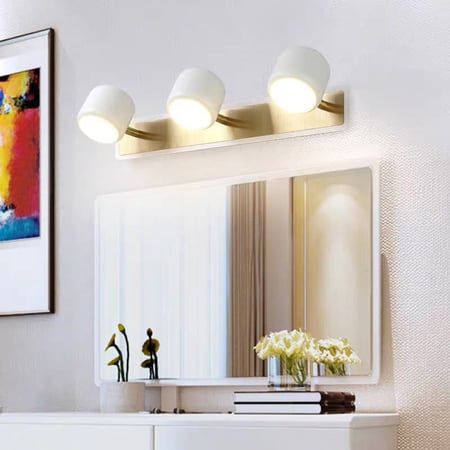 لمبات فوق المغاسل ثلاثي أبيض بقاعدة ذهبية