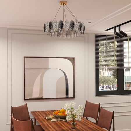 ثريا مودرن ذهبية بكرستال ورق شجر وسط