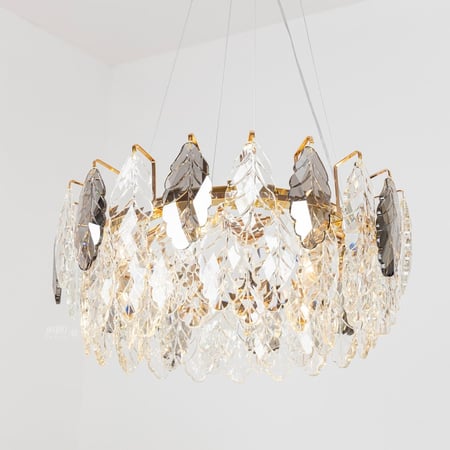 ثريا مودرن ذهبية بكرستال ورق شجر وسط
