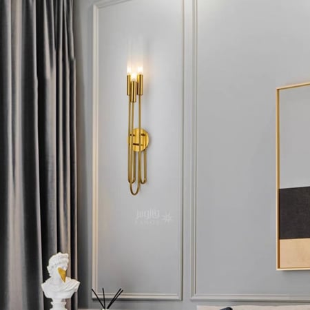اضاءة جدارية ثلاثية مودرن باللون الذهبي
