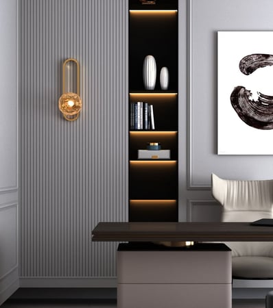 أبليك ذهبي مودرن مع كرة زجاجية مضيئة