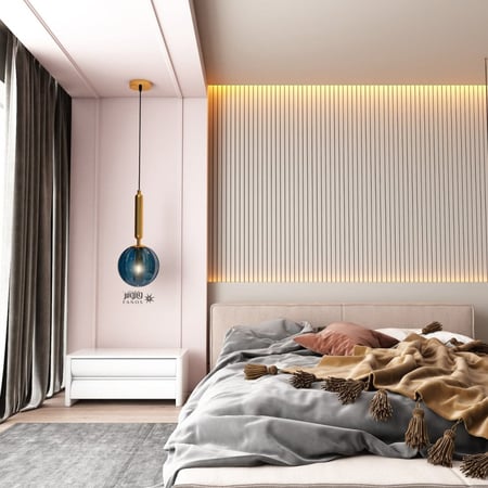 ثريا علاقي مفرد بزجاج ازرق  شفاف