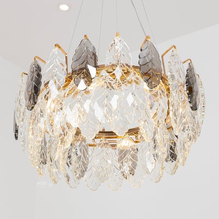 ثريا مودرن ذهبية بكرستال ورق شجر وسط