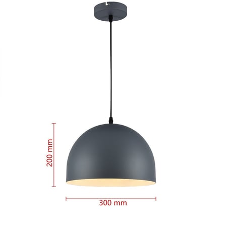 إنارة معلقة داخلية E27 معدن قطر 30 سم رمادي