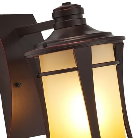 فانوس جداري بني دائري مع زجاج عسلي