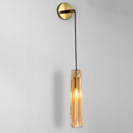 إضاءة  جدارية كريستال مزخرف عسلي