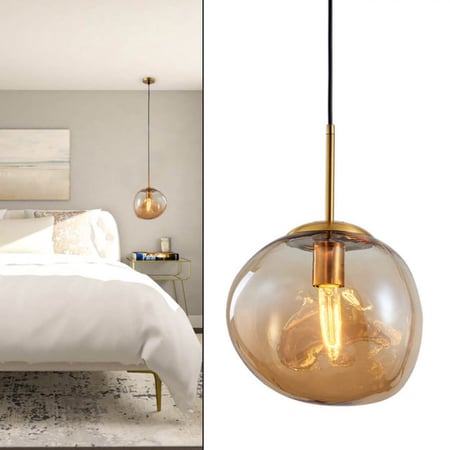 ثريا علاقي زجاج دائرة مضغوط عسلي