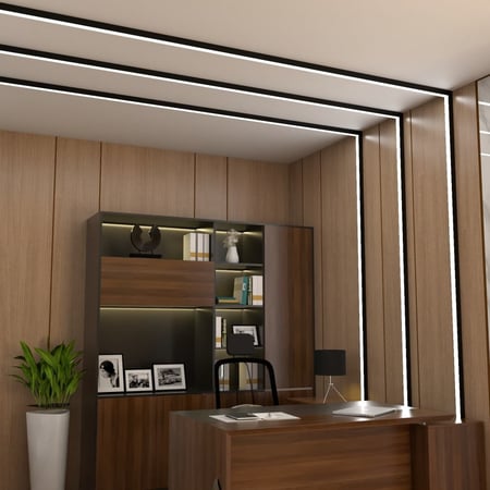 مجرى شريط ليد عرض 3.5 سم عمق 3.5 سم أسود