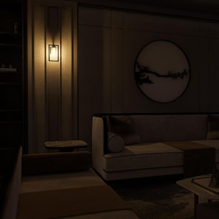 إضاءة جدارية معدن بإطار مستطيل اسود