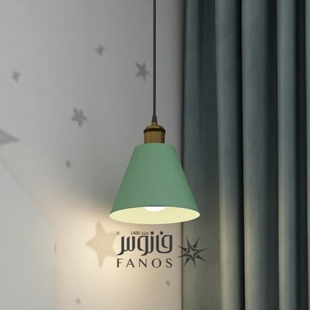 ثريا علاقية خضراء مودرن مع قمع ذهبي