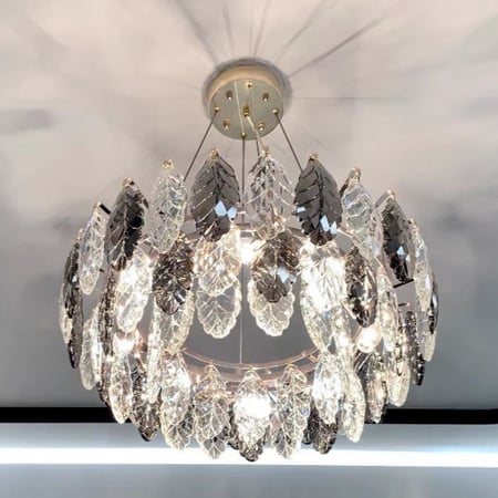 ثريا مودرن ذهبية بكرستال ورق شجر