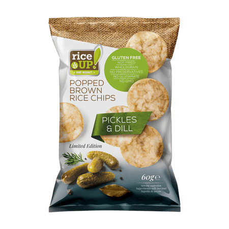 رايس اب شيبس حبوب الأرز الكاملة بنكهة المخلل اللذيذ 60جرام