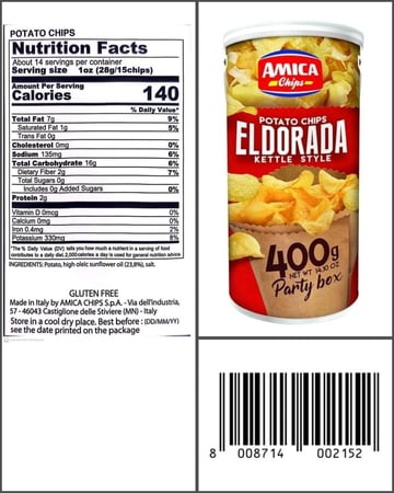 أميكا الدورادوا رقائق البطاطس قليلة الدهون عبوة كبيرة 400 جرام