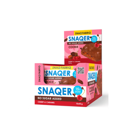 سناك فابريك سناكر كوكيز البروتين بالكرز والكراميل بدون سكر مضاف 45x10 جرام
