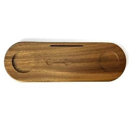 صحن تقديم إسبريسو خشبية فاخرة بلونين فاتح - غامق