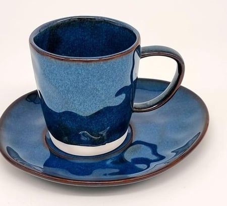 كوب سيراميك لون أزرق نيلي بالصحن 100 مل