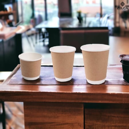 اكواب ورقية طبقتين بني بدون غطاء