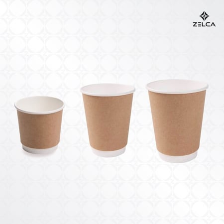 اكواب ورقية طبقتين بني بدون غطاء