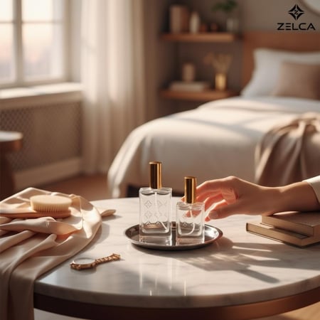 علب عطور بخاخ زجاجية مع غطاء ذهبي