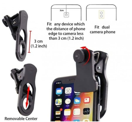 al 18X Clip-On Telephoto Telescope Camera Mobile  عدسات للجوال متعددة المهام