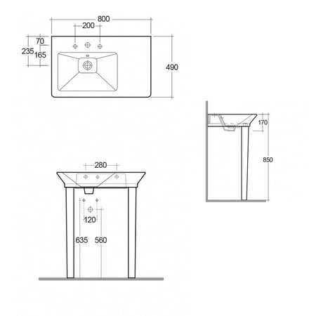 مغسله اوبلينس 80سم