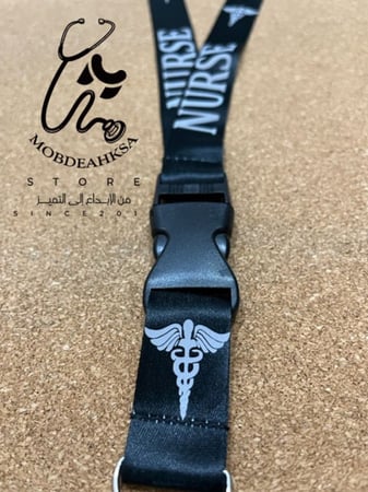 حبل بطاقة عمل لون أسود مع الطباعة عليه من اختيارك