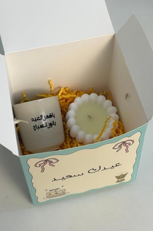 كوب العيد بعبارة من اختيارك + شمعة العيد
