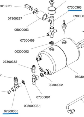 07300365 وصلة T مقاس 1/4MFF لآلة أوسكار 2