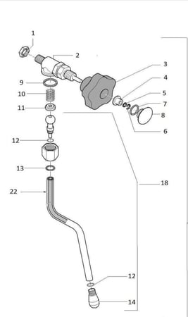 قاعدة مقبض ذراع تبخير روكيت جيوتو A829904376