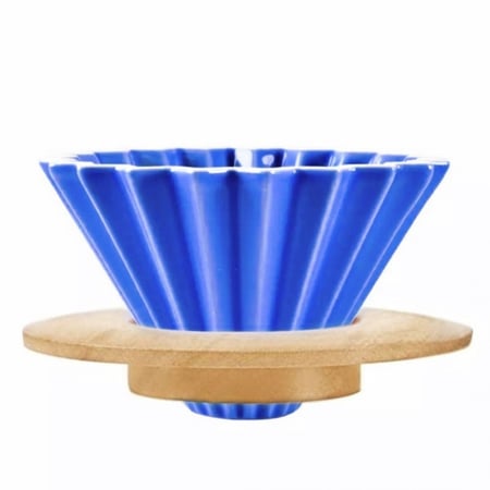 قمع سيراميك مطابق اوريغامي بقاعدة خشب مقاس 02