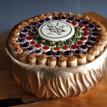 صينية ريزون ذهبي - تايني تشيز كيك 100 قطعه  - متجر ضيافات رتيل